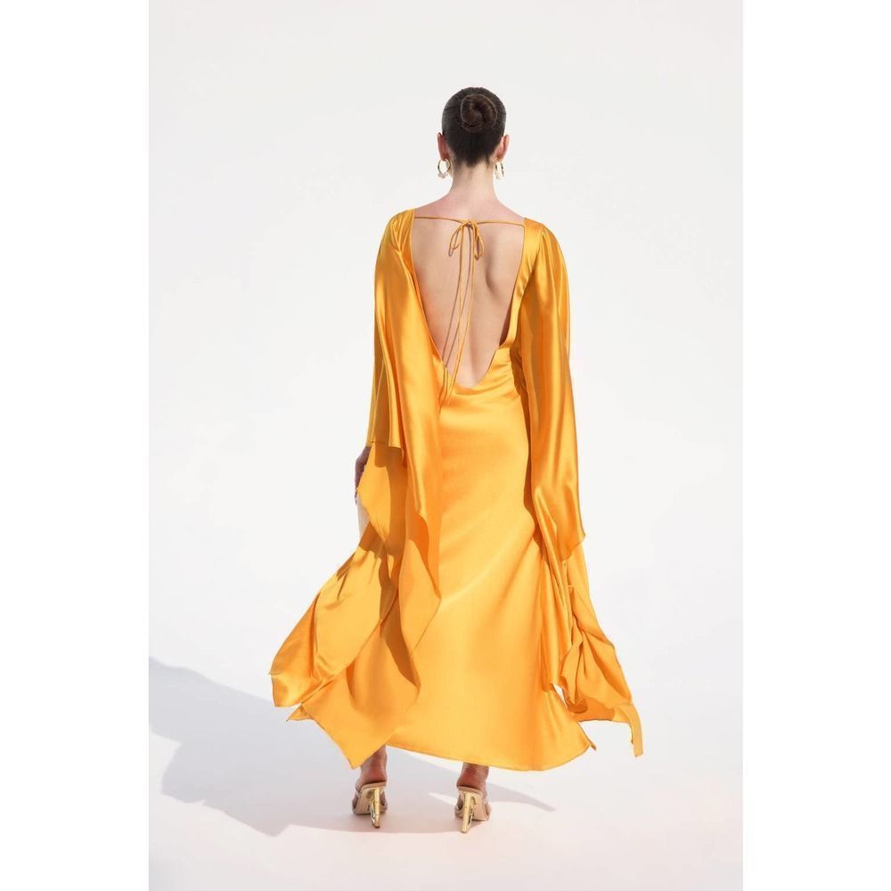 Cult Gaia KESIA silk GOWN in gold XL - Picture 2 of 12